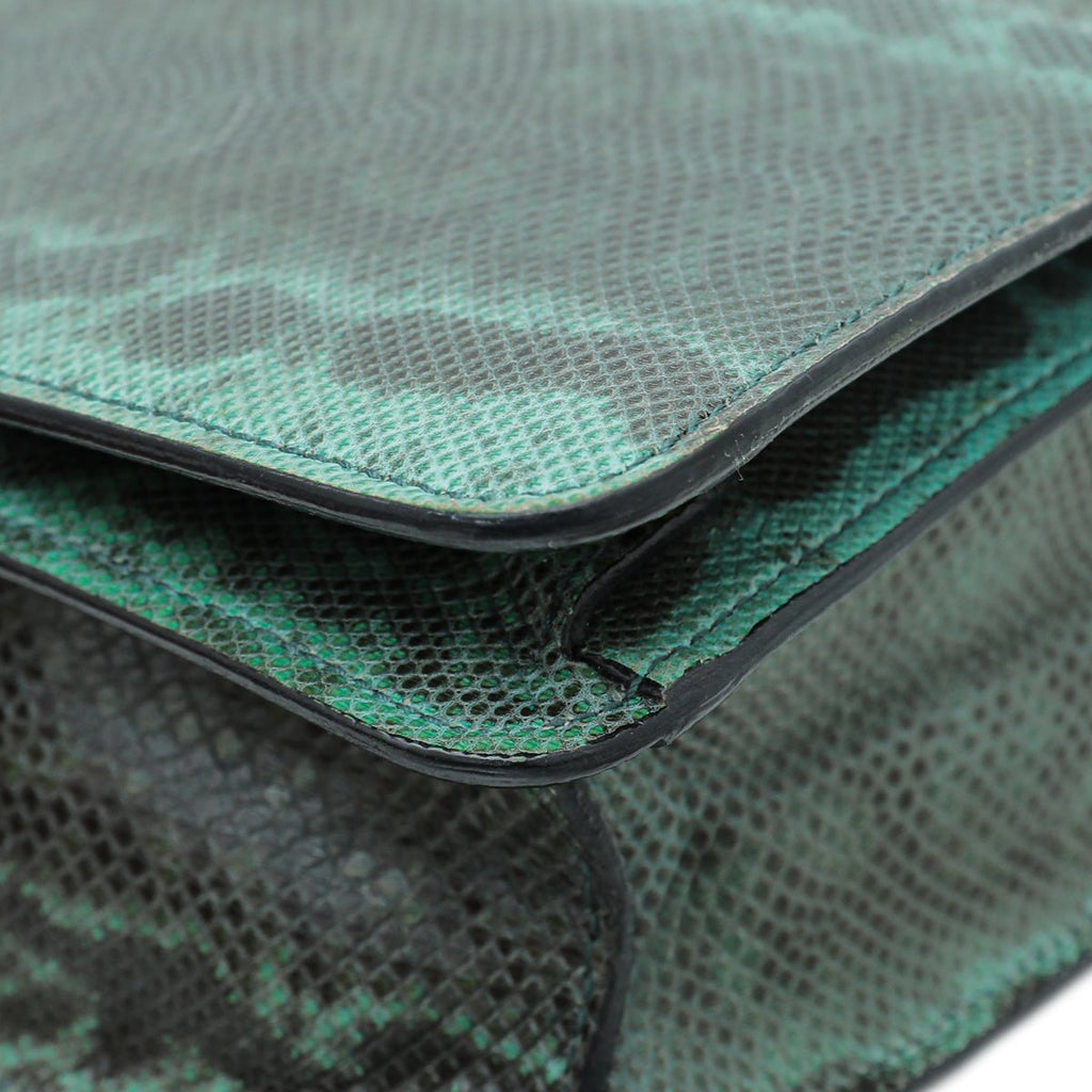 Bvlgari Green Karung Skin Serpenti Forever Flap Chain Large Bag