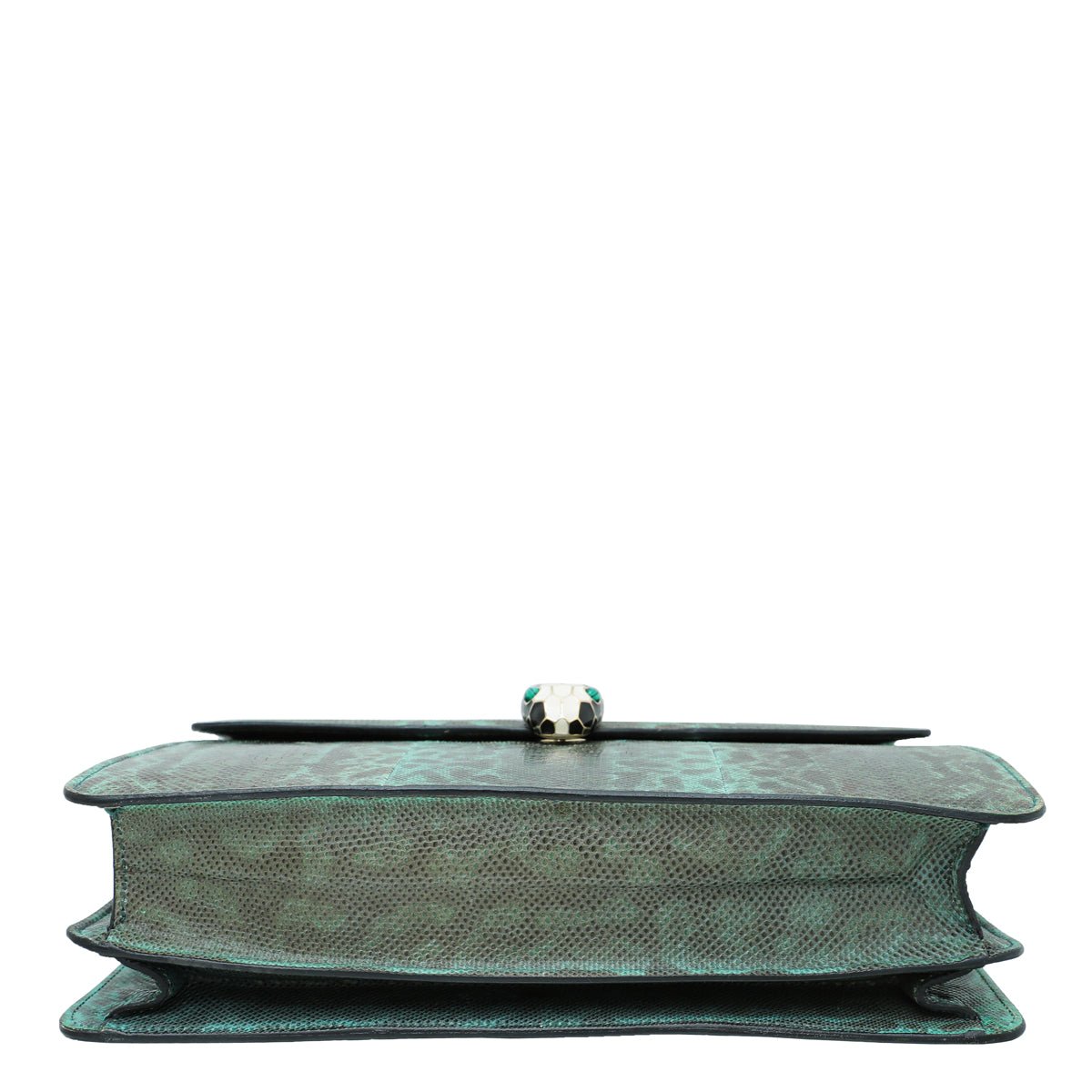 Bvlgari Green Karung Skin Serpenti Forever Flap Chain Large Bag