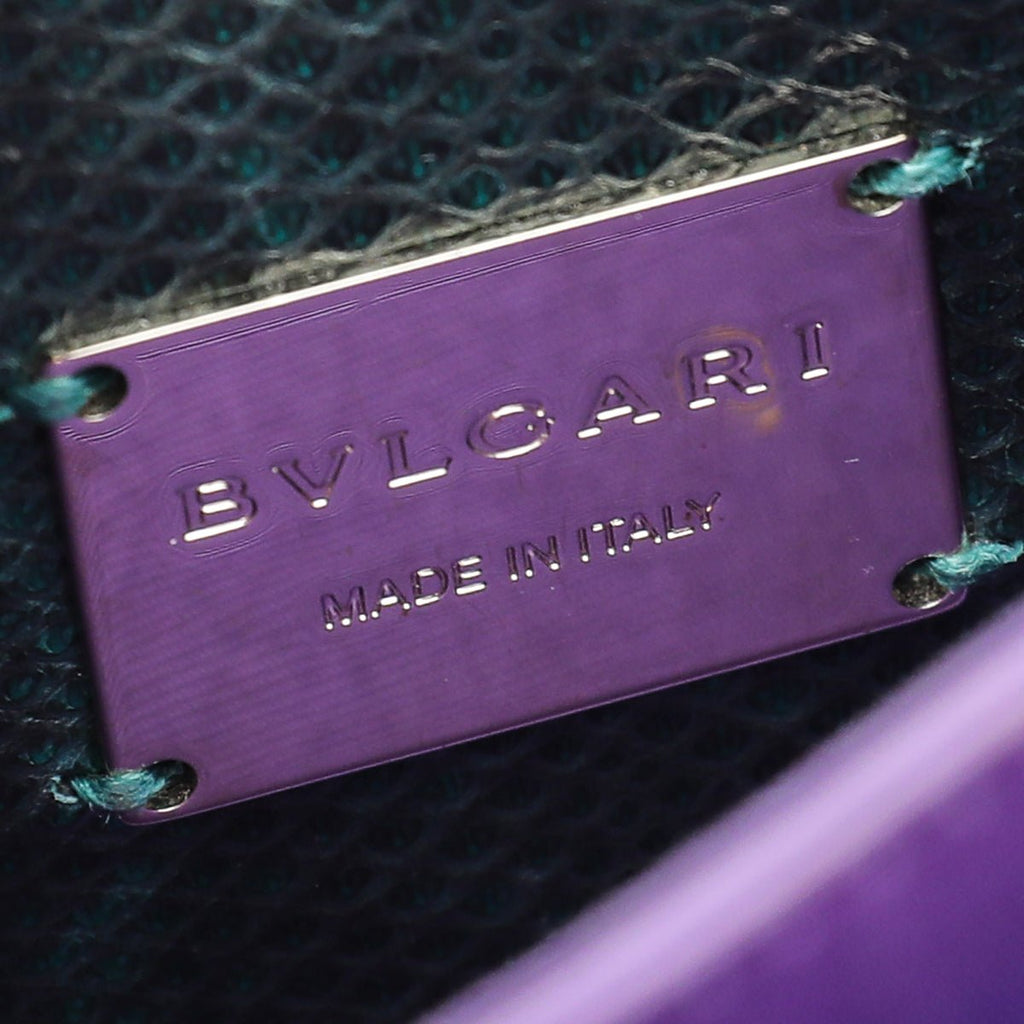 Bvlgari Green Karung Skin Serpenti Forever Top Handle Bag
