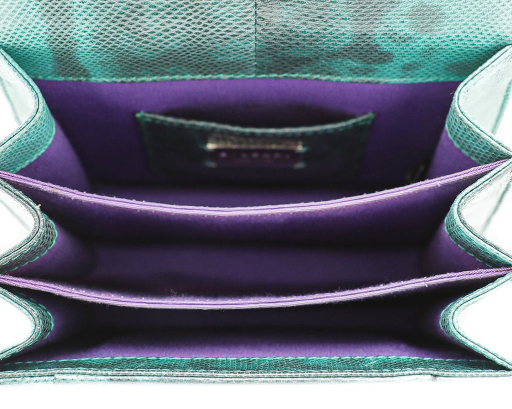 Bvlgari Green Karung Skin Serpenti Forever Top Handle Bag