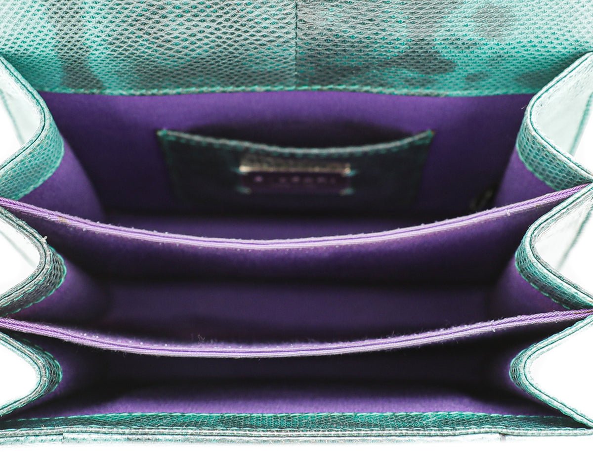 Bvlgari Green Karung Skin Serpenti Forever Top Handle Bag