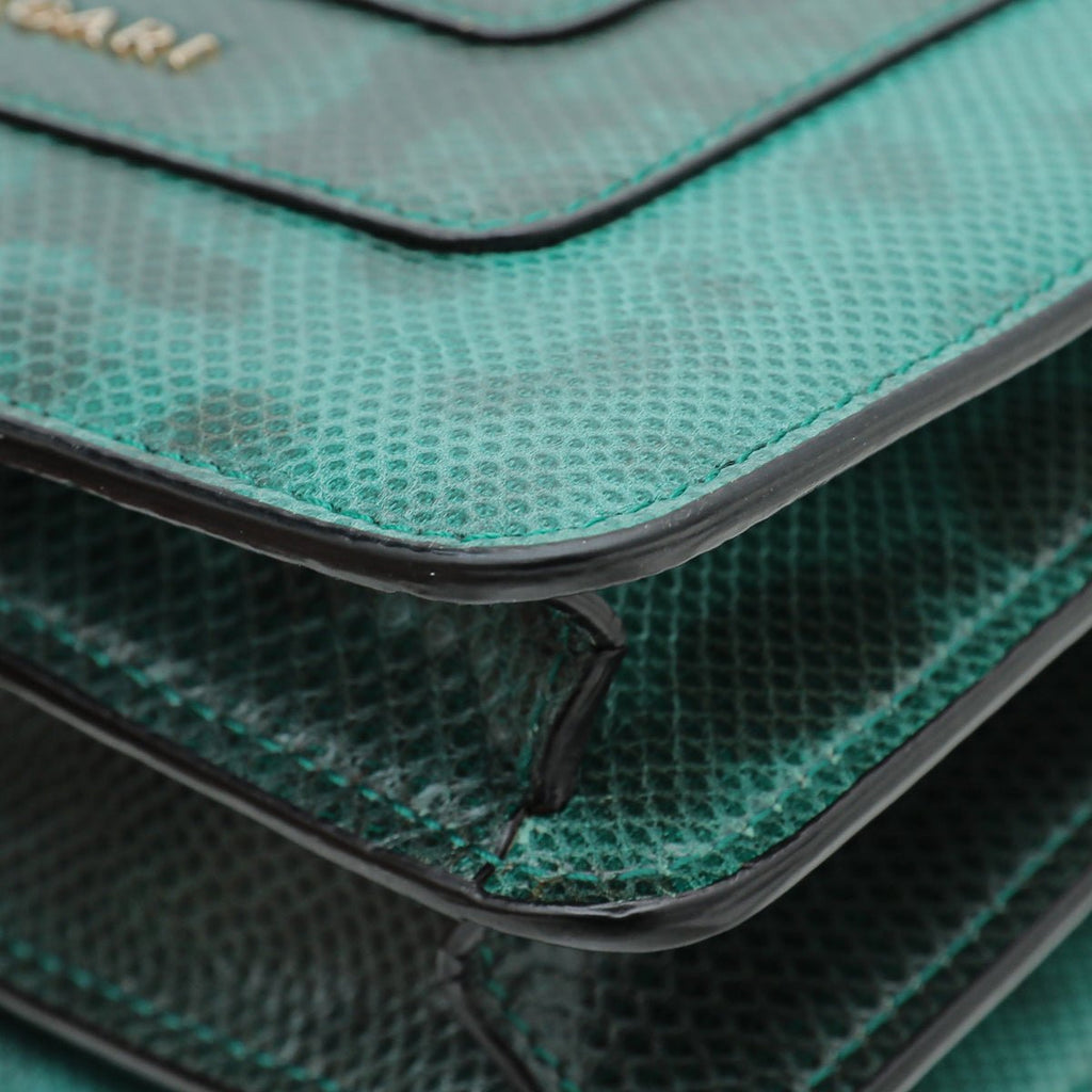 Bvlgari Green Karung Skin Serpenti Forever Top Handle Bag