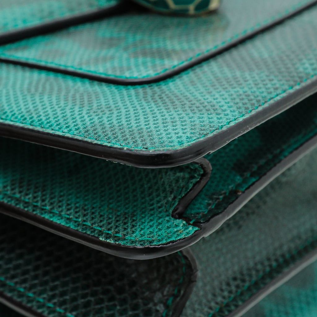 Bvlgari Green Karung Skin Serpenti Forever Top Handle Bag