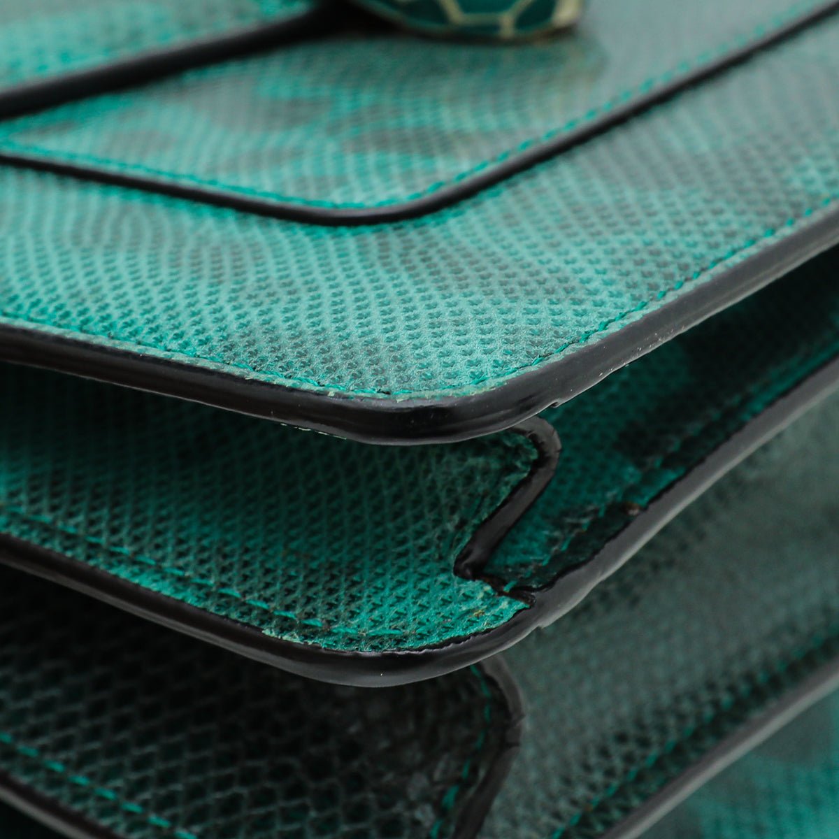 Bvlgari Green Karung Skin Serpenti Forever Top Handle Bag