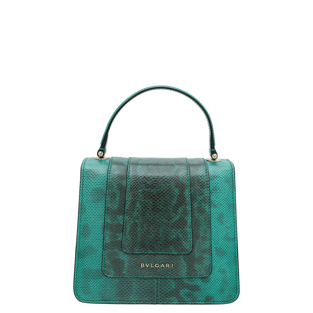 Bvlgari Green Karung Skin Serpenti Forever Top Handle Bag