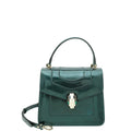 Bvlgari Green Metallic Polished Serpenti Forever Top Handle Bag