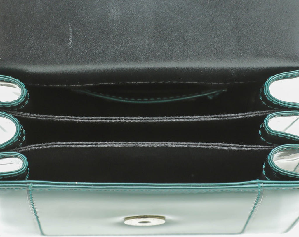 Bvlgari Green Metallic Polished Serpenti Forever Top Handle Bag