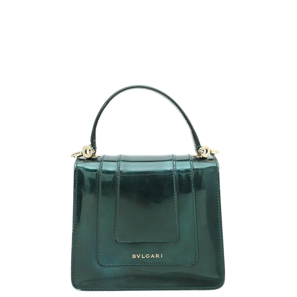 Bvlgari Green Metallic Polished Serpenti Forever Top Handle Bag