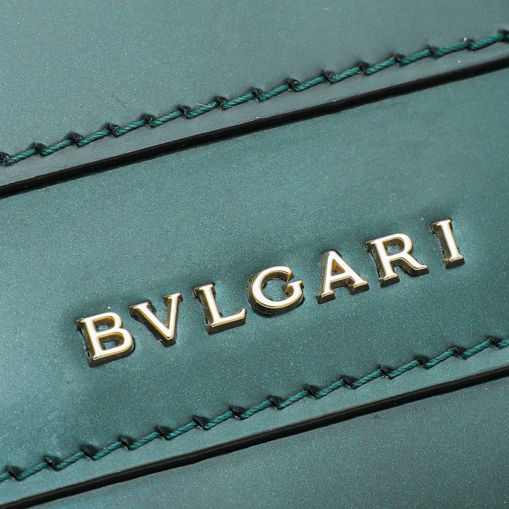 Bvlgari Green Metallic Polished Serpenti Forever Top Handle Bag