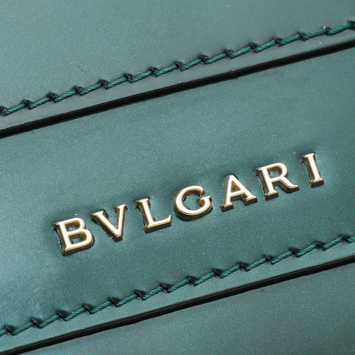 Bvlgari Green Metallic Polished Serpenti Forever Top Handle Bag