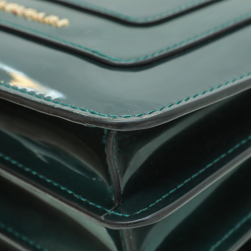 Bvlgari Green Metallic Polished Serpenti Forever Top Handle Bag