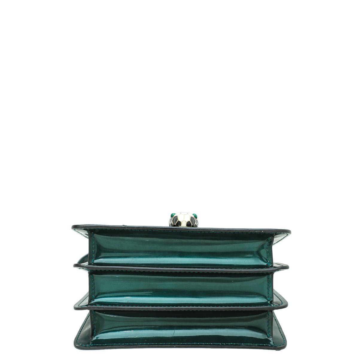 Bvlgari Green Metallic Polished Serpenti Forever Top Handle Bag