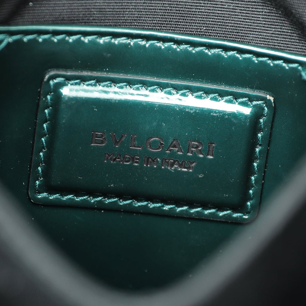 Bvlgari Green Metallic Polished Serpenti Forever Top Handle Bag