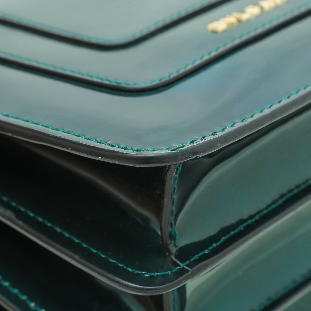 Bvlgari Green Metallic Polished Serpenti Forever Top Handle Bag