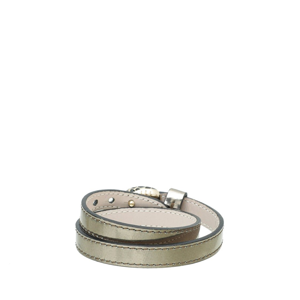 Bvlgari Metallic Grey Serpenti Forever Double Wrap Bracelet