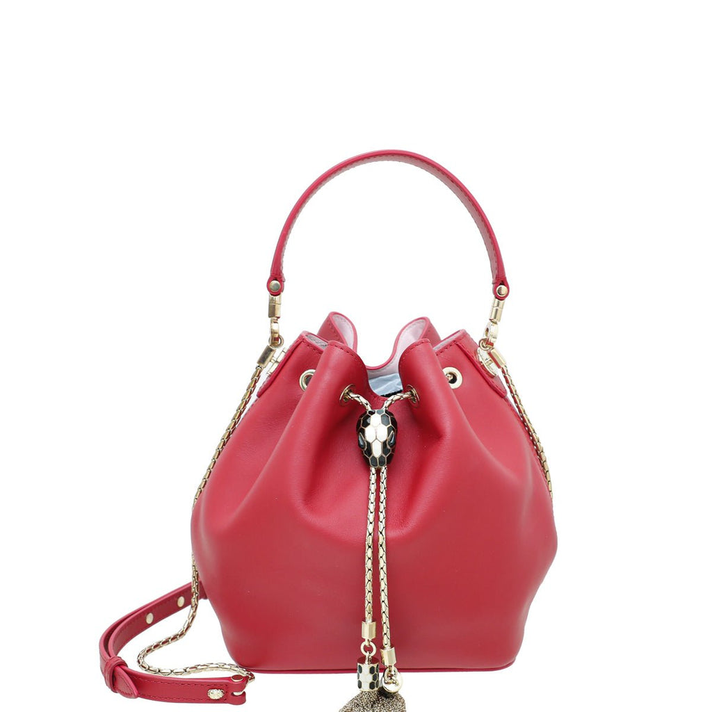Bvlgari Red Serpenti Forever Bucket Bag