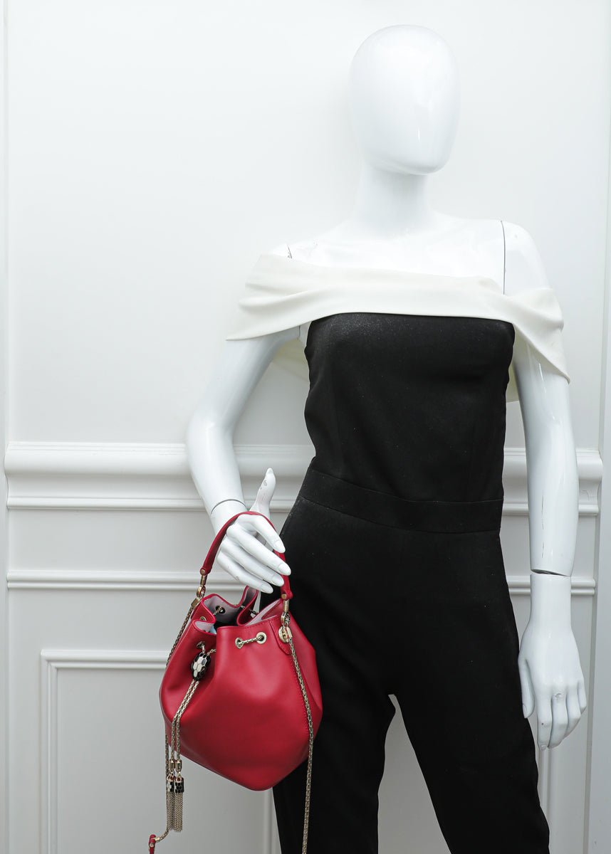 Bvlgari Red Serpenti Forever Bucket Bag