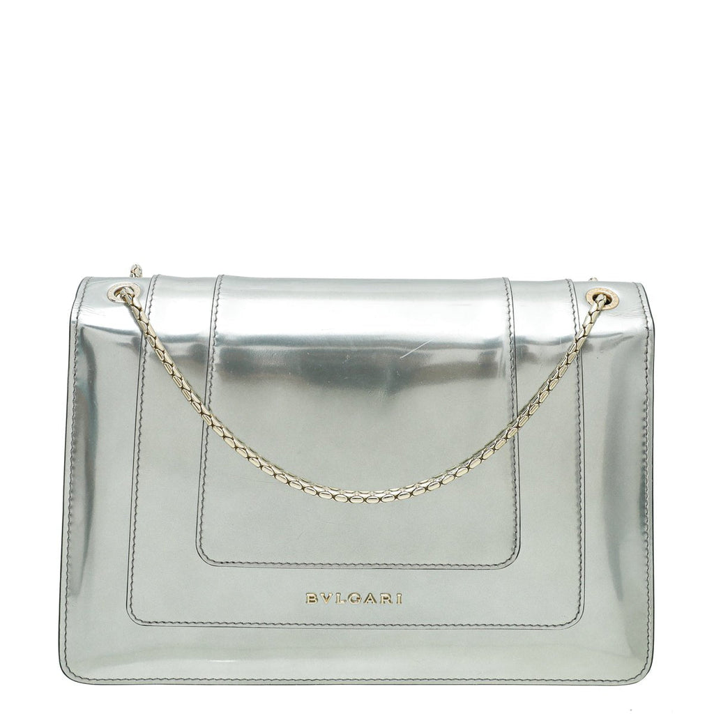 Bvlgari Silver Serpenti Forever Flap Chain Bag