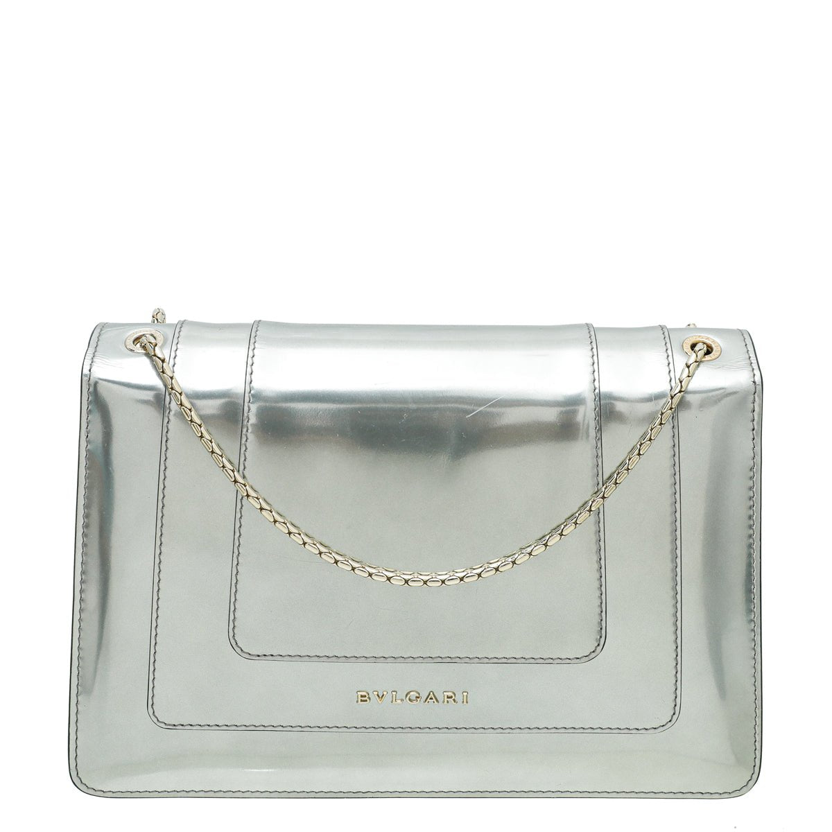 Bvlgari Silver Serpenti Forever Flap Chain Bag