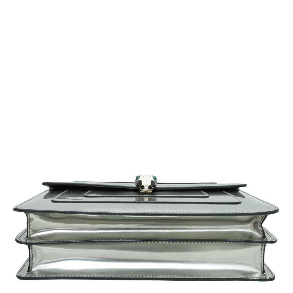 Bvlgari Silver Serpenti Forever Flap Chain Bag