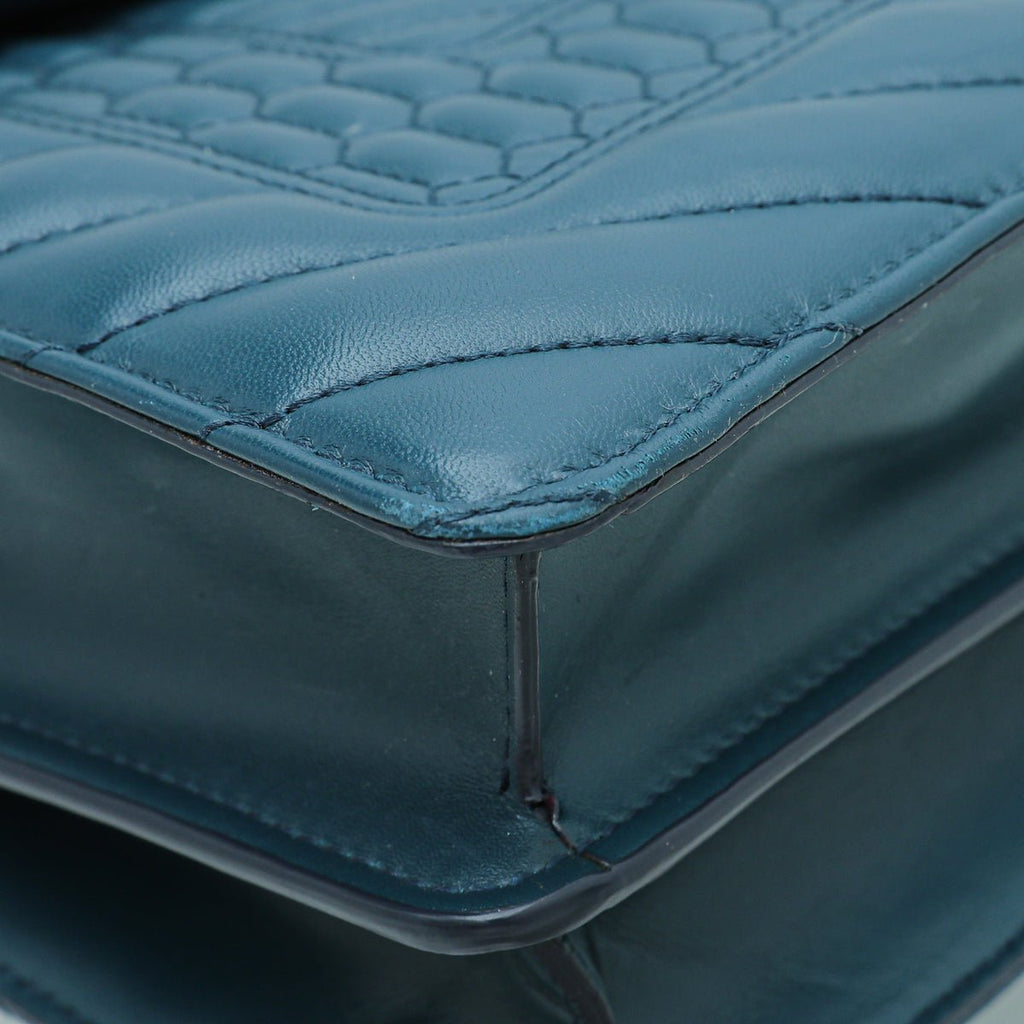 Bvlgari Teal Serpenti Forever Quilted Scaglie Flap Medium Bag