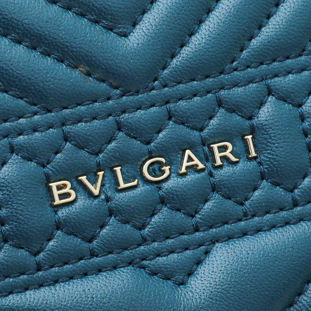 Bvlgari Teal Serpenti Forever Quilted Scaglie Flap Medium Bag