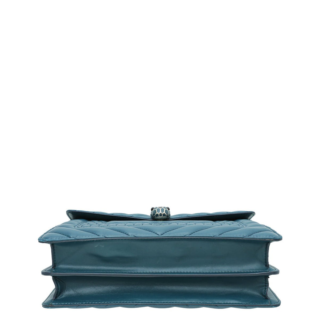 Bvlgari Teal Serpenti Forever Quilted Scaglie Flap Medium Bag