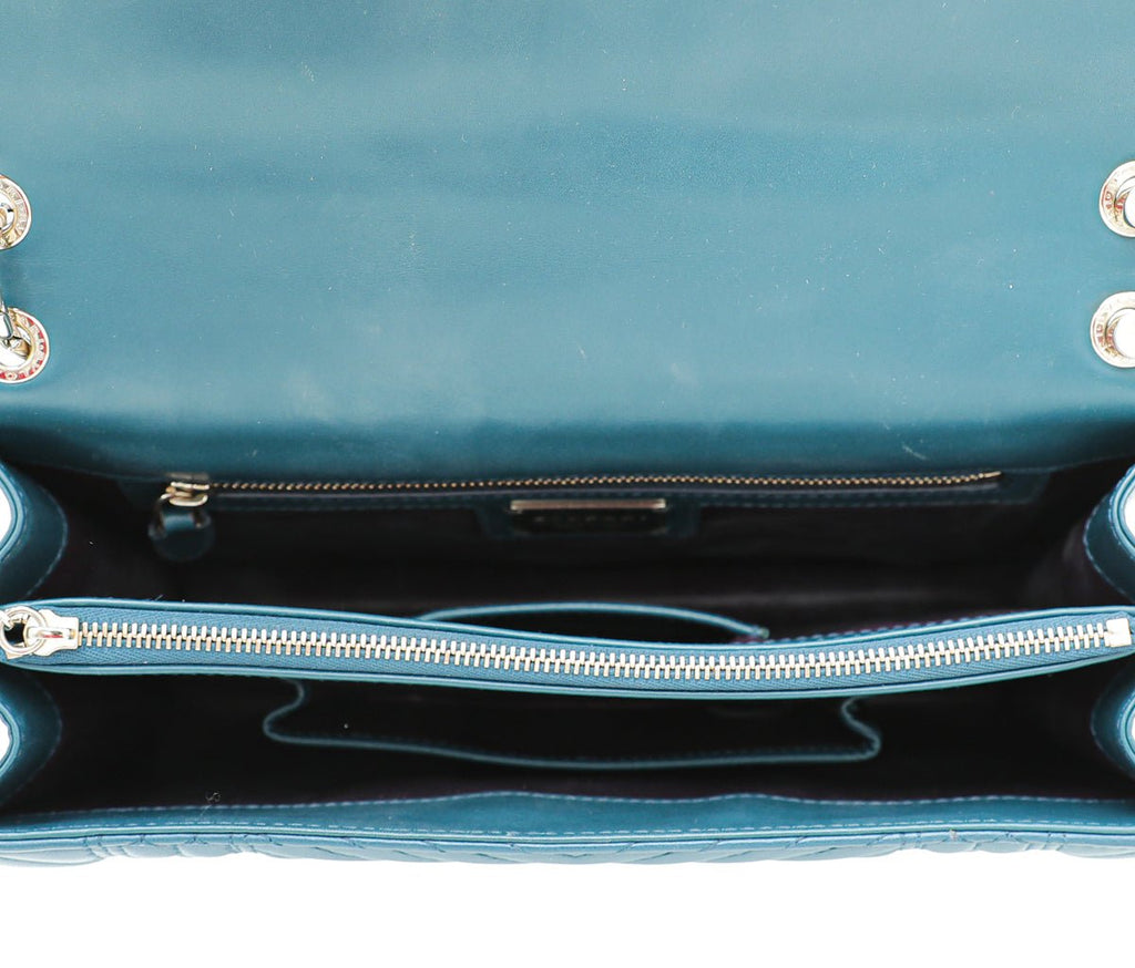 Bvlgari Teal Serpenti Forever Quilted Scaglie Flap Medium Bag