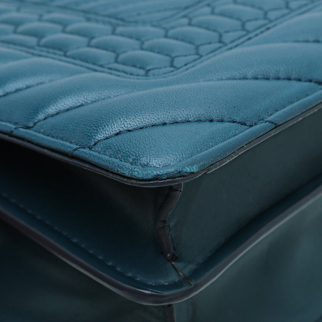 Bvlgari Teal Serpenti Forever Quilted Scaglie Flap Medium Bag
