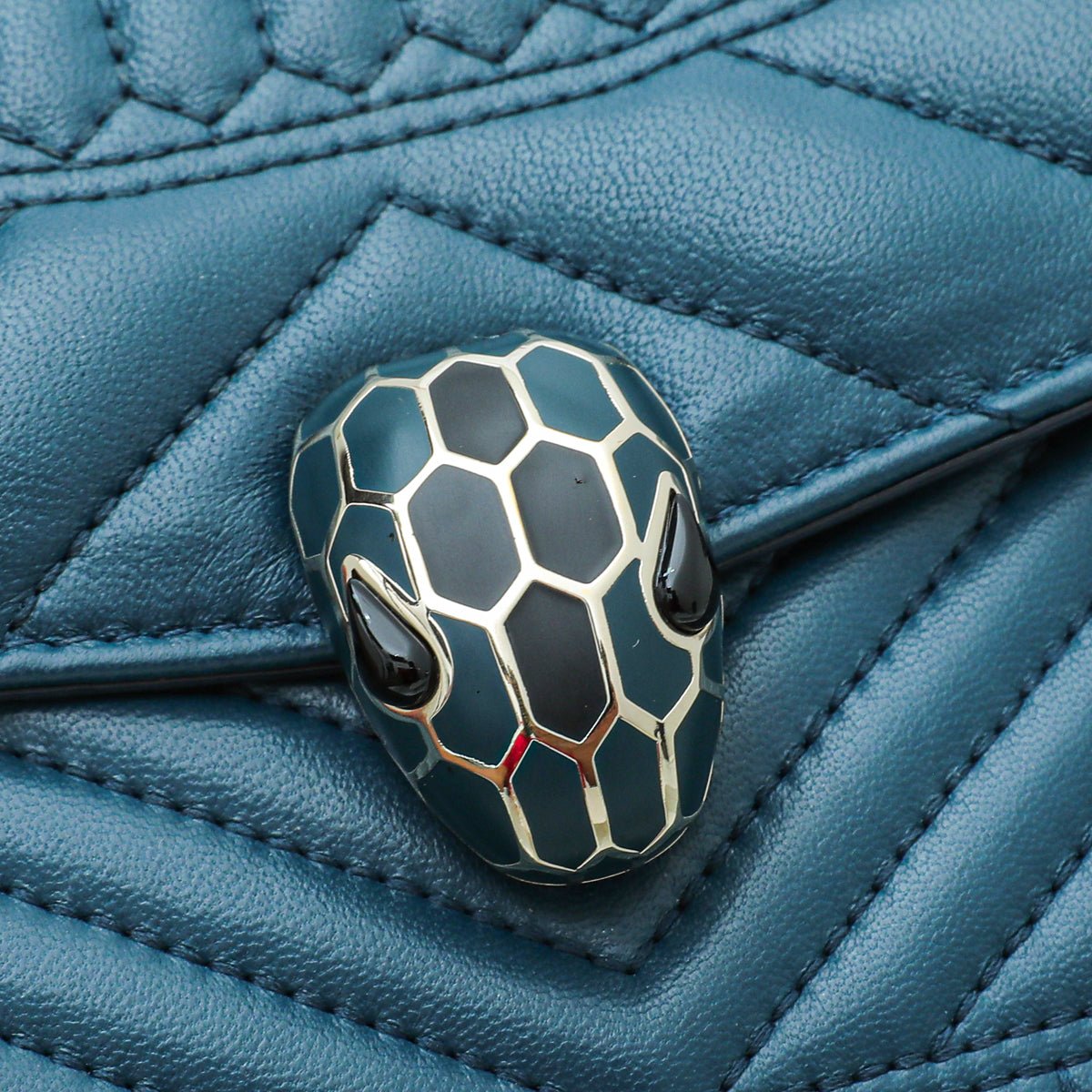 Bvlgari Teal Serpenti Forever Quilted Scaglie Flap Medium Bag