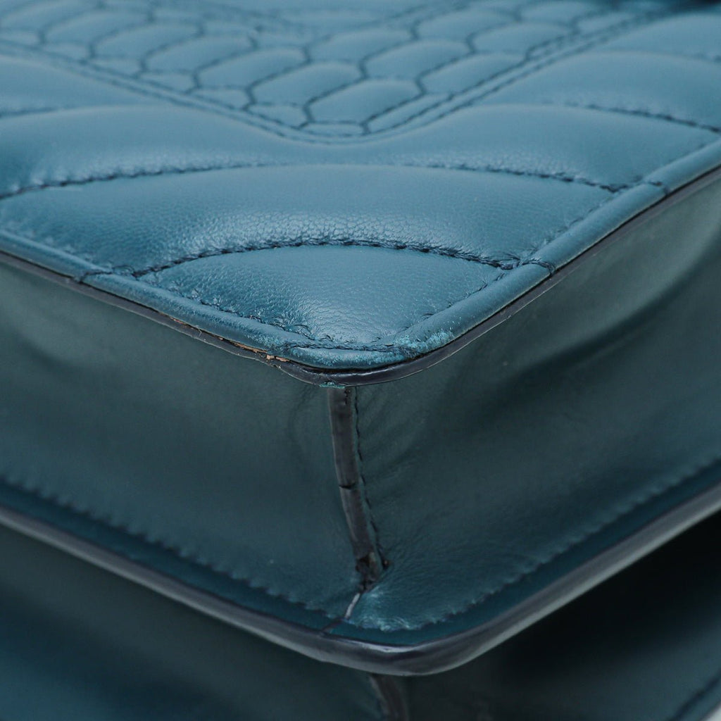Bvlgari Teal Serpenti Forever Quilted Scaglie Flap Medium Bag