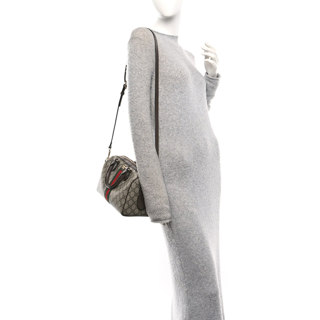GG Supreme Monogram Web Small Ophidia Top Handle Bag Beige Ebony