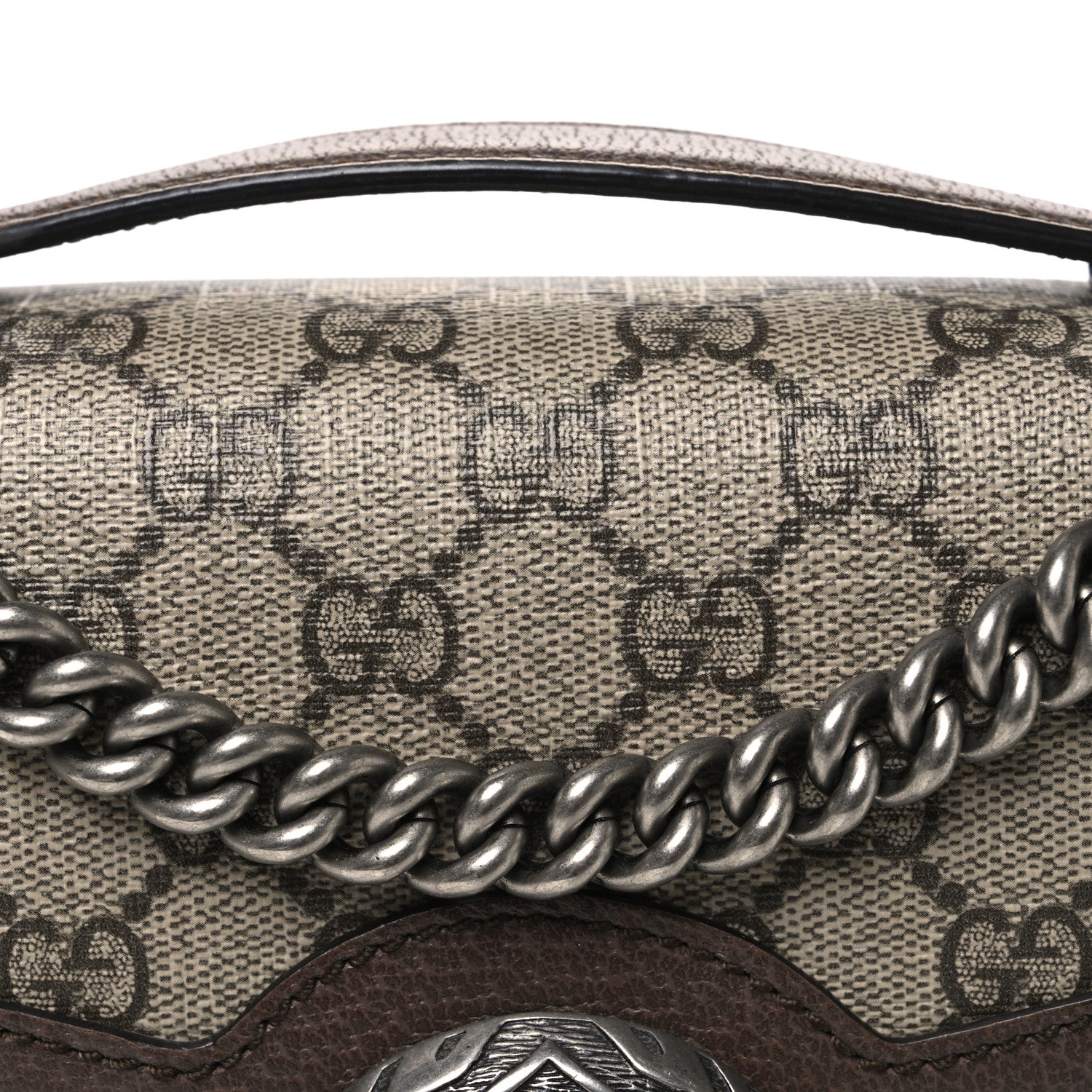 GG Supreme Monogram Textured Dollar Calfskin Top Handle Dionysus Shoulder Bag Beige Ebony New Acero