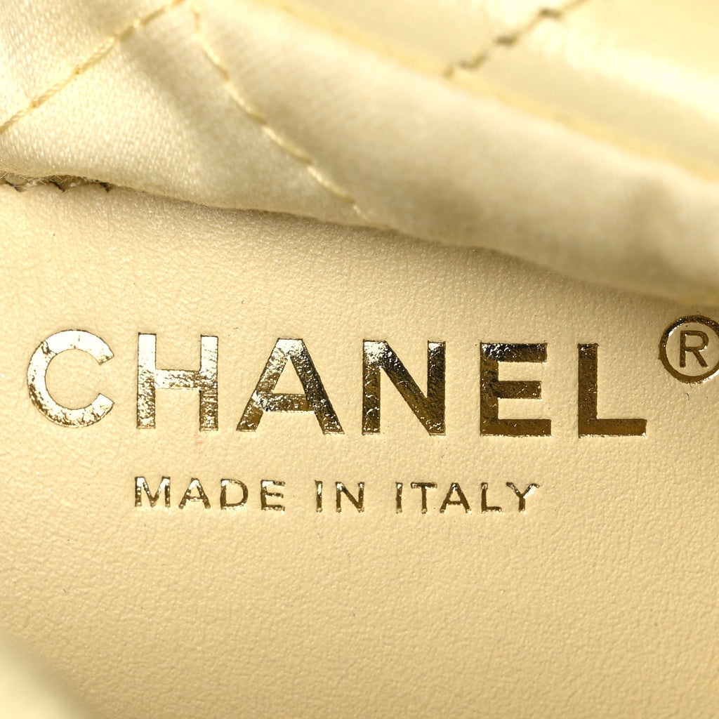 Shiny Calfskin Quilted Mini Chanel 22 Light Yellow