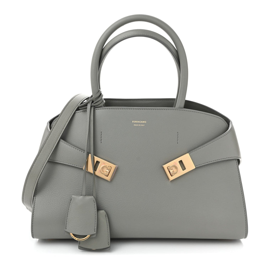 Calfskin Small Hug Bag Ash Grey