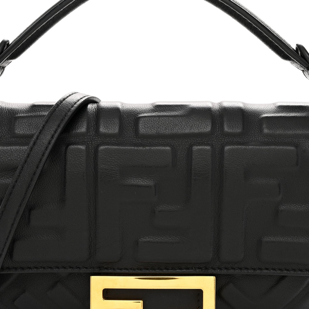 Nappa FF 1974 Embossed Mini Baguette Black