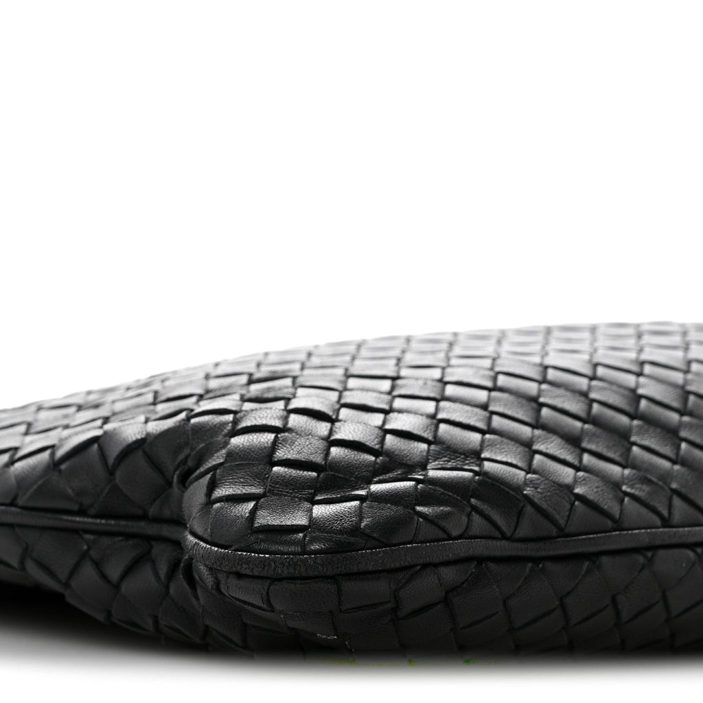 Nappa Intrecciato Flat Shoulder Bag Black