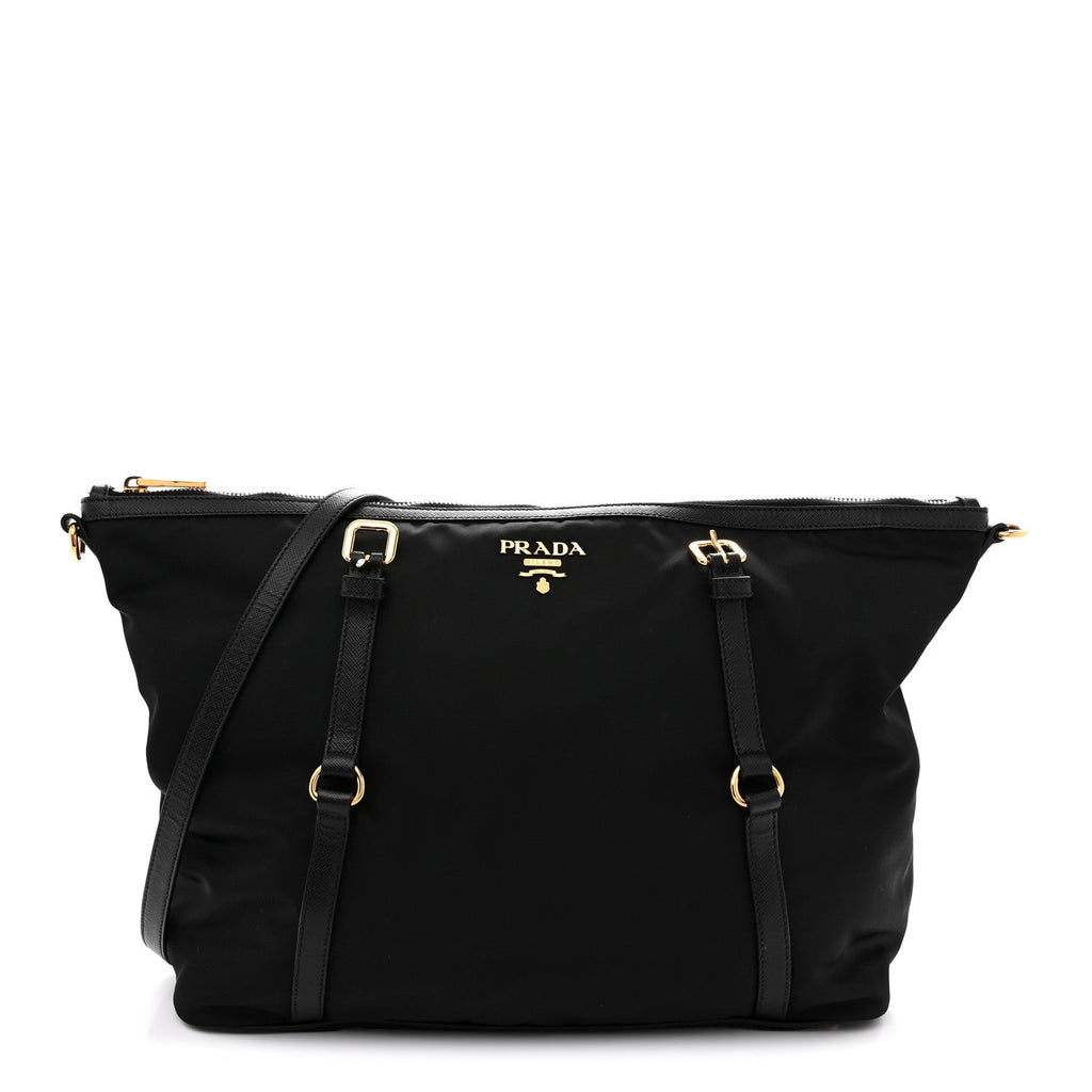 Saffiano Tessuto Nylon Shopping Tote Black