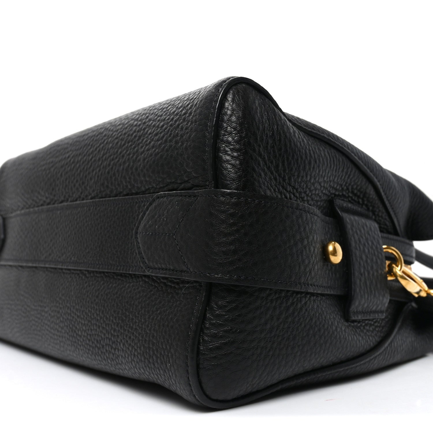 Vitello Daino Soft Zippered Top Handle Bag Black