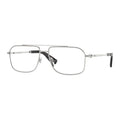 Burberry Eyeglasses Rectangle Full Rim, Silver Frame and Clear Demo Lenses Lens BE13911005