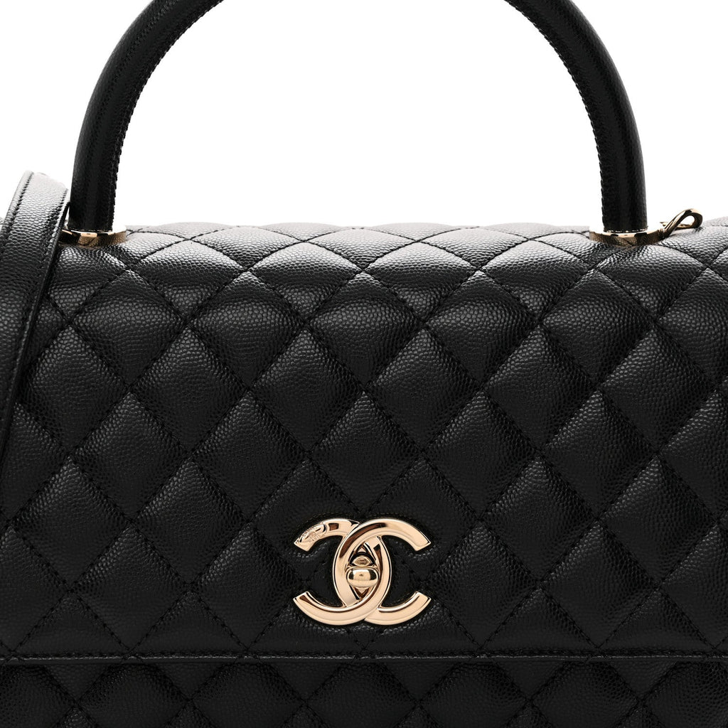 Caviar Quilted Small Coco Handle Flap Black