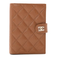 Caviar Quilted Passport Holder Camel