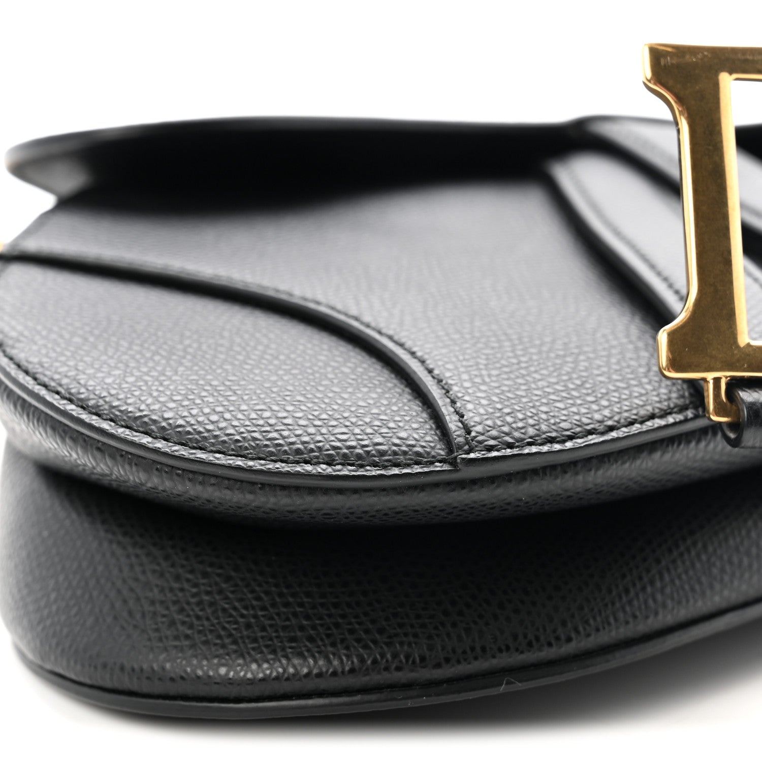 Grained Calfskin Mini Saddle Bag Black
