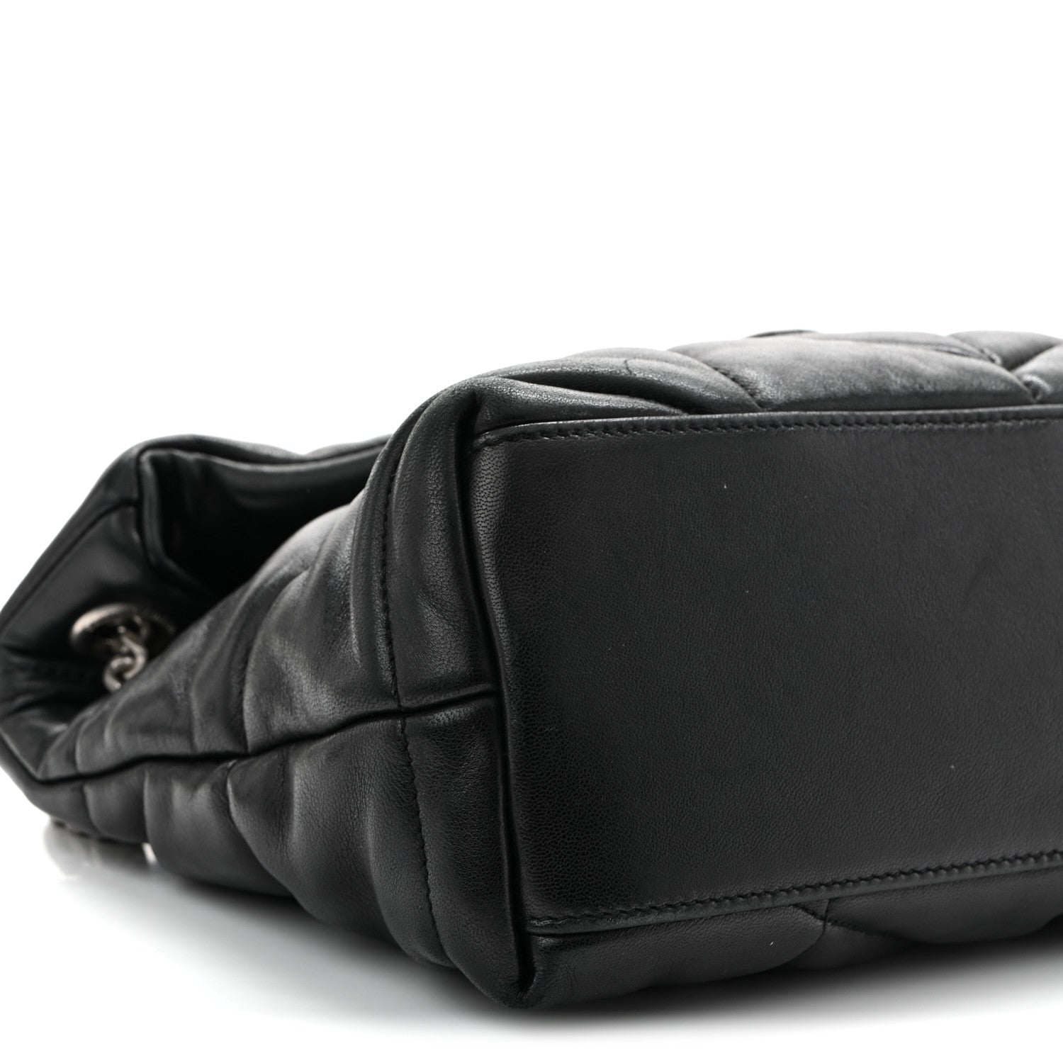 Lambskin Quilted Small Loulou Puffer Monogram Chain Satchel Black