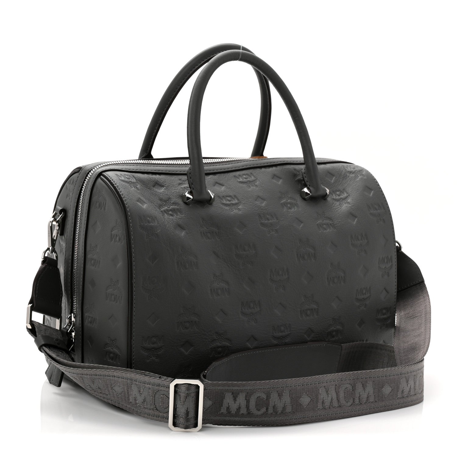Calfskin Ottomar Monogram Essential Boston Bag Grey