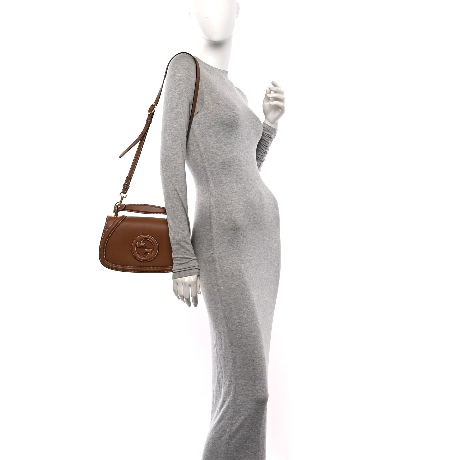 Roxy Calfskin Medium Blondie Top Handle Bag Brown