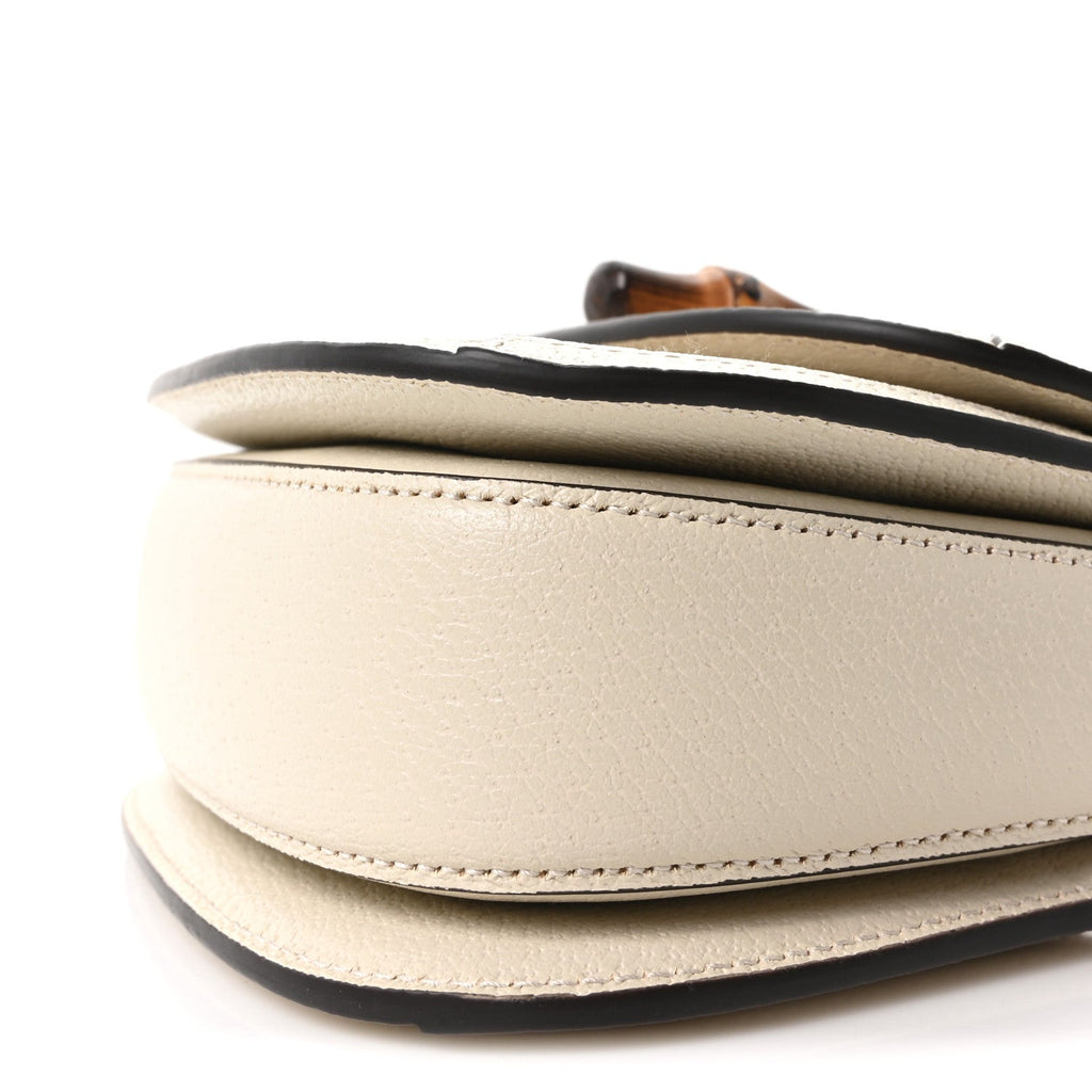 Monogram Jumbo GG Textured Dollar Calfskin Web Small Bamboo 1947 Top Handle Bag Off White