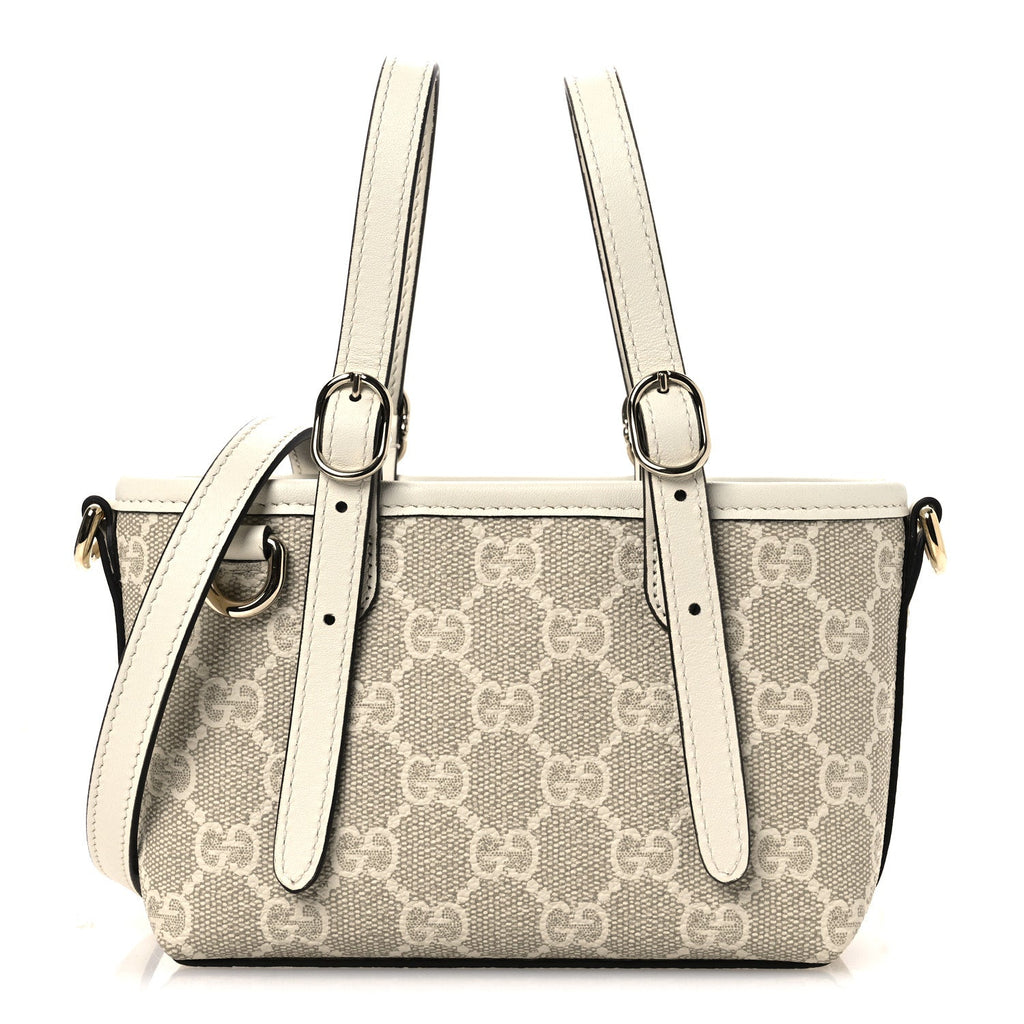 GG Supreme Monogram Emblem Mini Bag Beige Mystic White