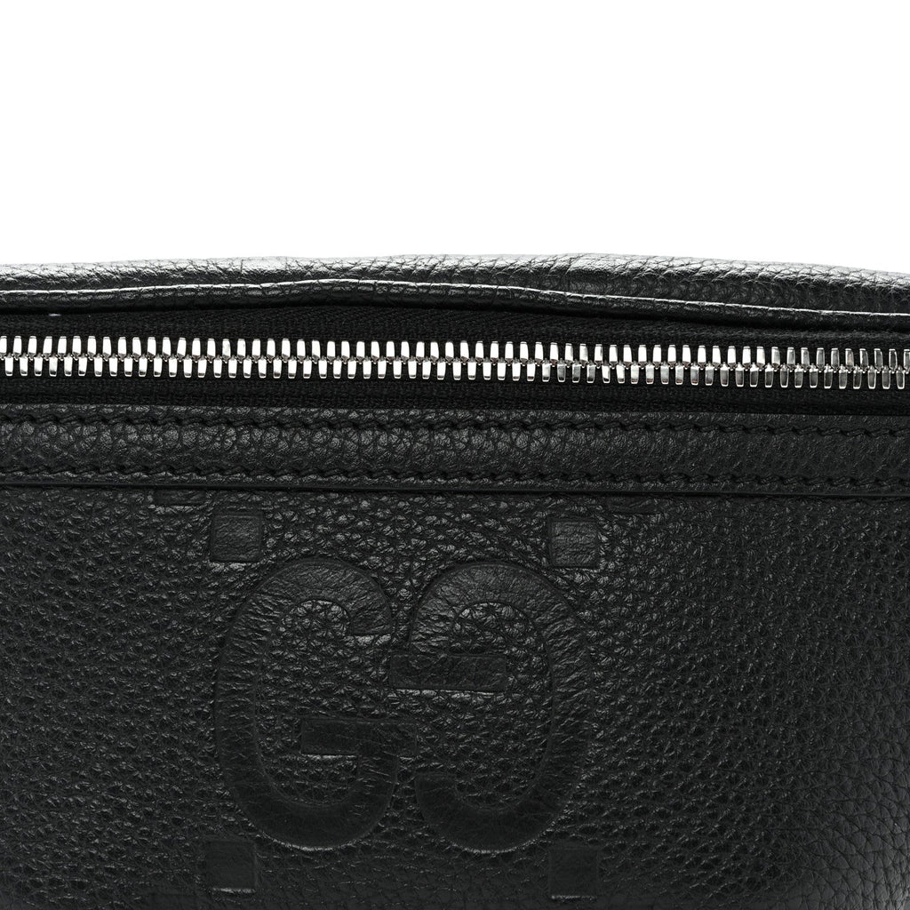 Piuma Calfskin Jumbo GG Embossed Small Belt Bag Black