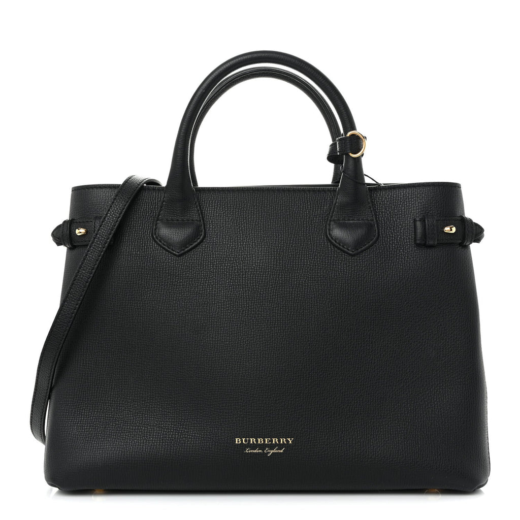 Derby Calfskin House Check Medium Banner Tote Black